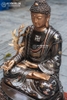 Tượng Phật Dược Sư Bằng Đồng Khảm Bạc, Đồng Cao 61cm