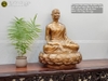 Tượng Phật Hoàng Trần Nhân Tông Ngồi Đài Sen Đúc Đồng Đỏ Cao 50cm
