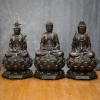 Bộ Tượng Tây Phương Tam Thánh Bằng Đồng Cao 69Cm Màu Giả Cổ