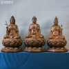 Bộ Tượng Tam Thánh Tây Phương Ngồi Đài Sen Bằng Đồng Đỏ Cao 81Cm