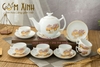 Bộ trà bưởi cành sen hồng vàng kim