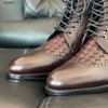 Braided Wingtip Lace Boots