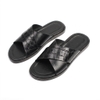 X Leather Sandal Black Crocodile