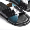 X Leather Sandal Black Crocodile