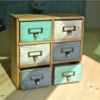 Hộp gỗ vintage 6 hộc nhiều màu