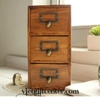 Hộp gỗ giả cổ 3 ngăn