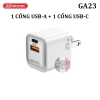 Củ sạc nhanh PD 20W Drapow GA23 GaN Charger Nano Cube 2 cổng C USB-A