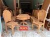 Bộ bàn ghế ăn ghế hoa lá tây tựa kiểu trái tym gỗ gõ đỏ