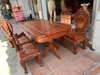Bộ bàn ghế ăn 6 ghế hoa lá tây gỗ hương đá hàng dày dặn