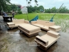 Sofa chân thuyền 2 văng gỗ sồi hàng k4 ván 2p