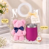 Set Quà Tặng Doanh Nghiệp - Khăn Teddy Và Ly Giữ Nhiệt 360ml