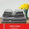 Bộ 6 khăn cotton cao cấp màu xám