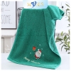 Khăn bông quà tặng Noel màu xanh - Thêu họa tiết