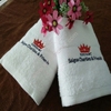 Bộ 3 Khăn Spa màu trắng cotton thêu logo