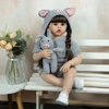 Búp Bê Tái Sinh Thân Gòn Ăn Ngón Tay Bé Gái Tóc Nâu 2 Chùm, Áo Len Keiumi 60 Cm 24 Inch Silicon Reborn Vinyl Doll PVN4355