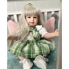 Búp Bê Tái Sinh Thân Gòn Mềm Mại Mắt Tít Có Răng Tóc Trắng 55 cm = 22 inch Reborn Silicon Vinyl Doll PVN5558