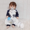 Búp Bê Tái Sinh Thân Gòn Mềm Mại  Trai Tóc Nâu 55 cm = 22 inch Reborn Silicon Vinyl Doll PVN4924