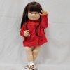 Búp Bê Tái Sinh Thân Nhựa Mềm 55cm = 22 inch Bé Gái Mặt Cười Tóc Nâu Áo  Đỏ Reborn Body Full Vynil doll PVN5707