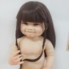 Búp Bê Tái Sinh Thân Nhựa Mềm 55cm = 22 inch Bé Gái Mặt Cười Tóc Nâu Áo Len Xanh Reborn Body Full Vynil doll PVN5706