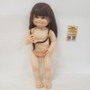 Búp Bê Tái Sinh Thân Nhựa Mềm 55cm = 22 inch Bé Gái Mặt Cười Tóc Nâu Reborn Body Full Vynil doll PVN3501