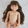 Búp Bê Tái Sinh Thân Nhựa Mềm 55cm = 22 inch Bé Gái Mặt Cười Tóc Nâu Reborn Body Full Vynil Doll PVN5179
