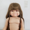 Búp Bê Tái Sinh Thân Nhựa Mềm 55cm = 22 inch Bé Gái Mặt Cười Tóc Nâu Reborn Body Full Vynil Doll PVN5179