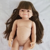 Búp Bê Tái Sinh Thân Nhựa Mềm 55cm = 22 inch Bé Gái Mặt Cười Tóc Nâu Reborn Body Full Vynil Doll PVN5179