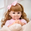 Búp Bê Tái Sinh Thân Nhựa Mềm Mại Bé Bậm Môi  Áo Hồng Tóc Vàng 55 cm = 22 inch KEIUMI Reborn Silicon Vinyl Doll PVN5304