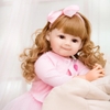 Búp Bê Tái Sinh Thân Nhựa Mềm Mại Bé Bậm Môi  Áo Hồng Tóc Vàng 55 cm = 22 inch KEIUMI Reborn Silicon Vinyl Doll PVN5304