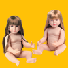 Búp Bê Tái Sinh Thân Nhựa Mềm Mại Bé Gái Ngây Thơ Tóc Nâu 55 cm = 22 inch Reborn Silicon Vinyl Nude Doll PVN5132