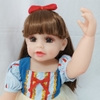 Búp Bê Tái Sinh Thân Nhựa Mềm Mại Pinky Tóc Nâu Áo Bạch Tuyết 55 cm = 22 inch Reborn Silicon Vinyl Nude Doll PVN5131