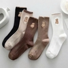 (Đủ Mẫu} Set 5 Đôi Tất Vớ Nam Nữ Cổ Cao Chất Liệu Cotton Dày Dặn, Khử Mùi Thoáng Khí Hoạ Tiết Hoa Cỏ Siêu Dễ Thương