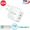 Củ Sạc Nhanh Ravpower 40W 2 Cổng USB-C, Sạc Nhanh 20w / 30w PD - QC