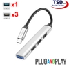 Hub Chuyển Cổng Type C Ra USB 3.0 & USB 2.0 Hoco HB26 Chính Hãng