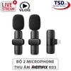 Bộ 2 Microphone Remax K03 Không Dây Thu Âm Cài Áo Hỗ Trợ LiveStream, Quay Video Chính Hãng