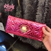 Bóp ví tiền cầm tay dài nút bấm và bật da bóng mềm có icon tim Hello Kitty nhiều ngăn 19x3x9 màu hồng dành cho nữ và các bạn gái ( Nhật Bản ) - 130KJ095