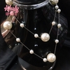 Dây chuyền, vòng đeo cổ nữ dạ hội, dự tiệc, form dài 2 tầng màu bạc kiểu hạt châu siêu xinh - DC2TCHAU008