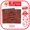 Bóp nam da cá sấu gù chân màu nâu đỏ HD2233