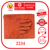 Bóp nam da cá sấu gù chân màu vàng bò HD2234