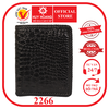 Bóp nam Huy Hoàng da cá sấu đan viền kiểu đứng màu đen HD2266