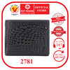 Bóp nam Huy Hoàng da cá sấu ngăn sau màu đen HD2781