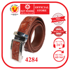 Dây nịt nam da cá sấu Huy Hoàng đan viền 3,5P gai màu nâu đỏ HD4284