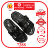 Dép nam Huy Hoàng da cá sấu 2 quai ngang màu đen HD7288