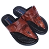 Dép nam Huy Hoàng da cá sấu gù đầu màu nâu đỏ HD7226