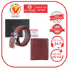 Bóp & Dây nịt nam da đà điểu da bụng màu nâu đỏ HD2409-HD4446