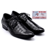 Giày nam Huy Hoàng da bò vân cá sấu màu đen HD7128