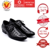 Giày nam Huy Hoàng da bò vân cá sấu màu đen HD7128