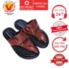 Dép nam Huy Hoàng da cá sấu gù đầu màu nâu đỏ HD7226