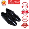 Giày tây nam Huy Hoàng vân cá sấu màu đen HD7513