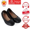 Giày nữ hoa văn Huy Hoàng da bò màu đen HD7951
